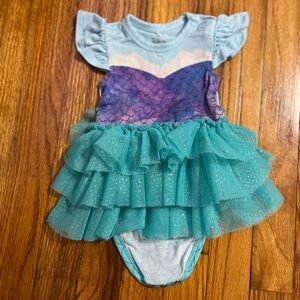 Posh Peanut Aqua and Purple Onesie with Ruffles